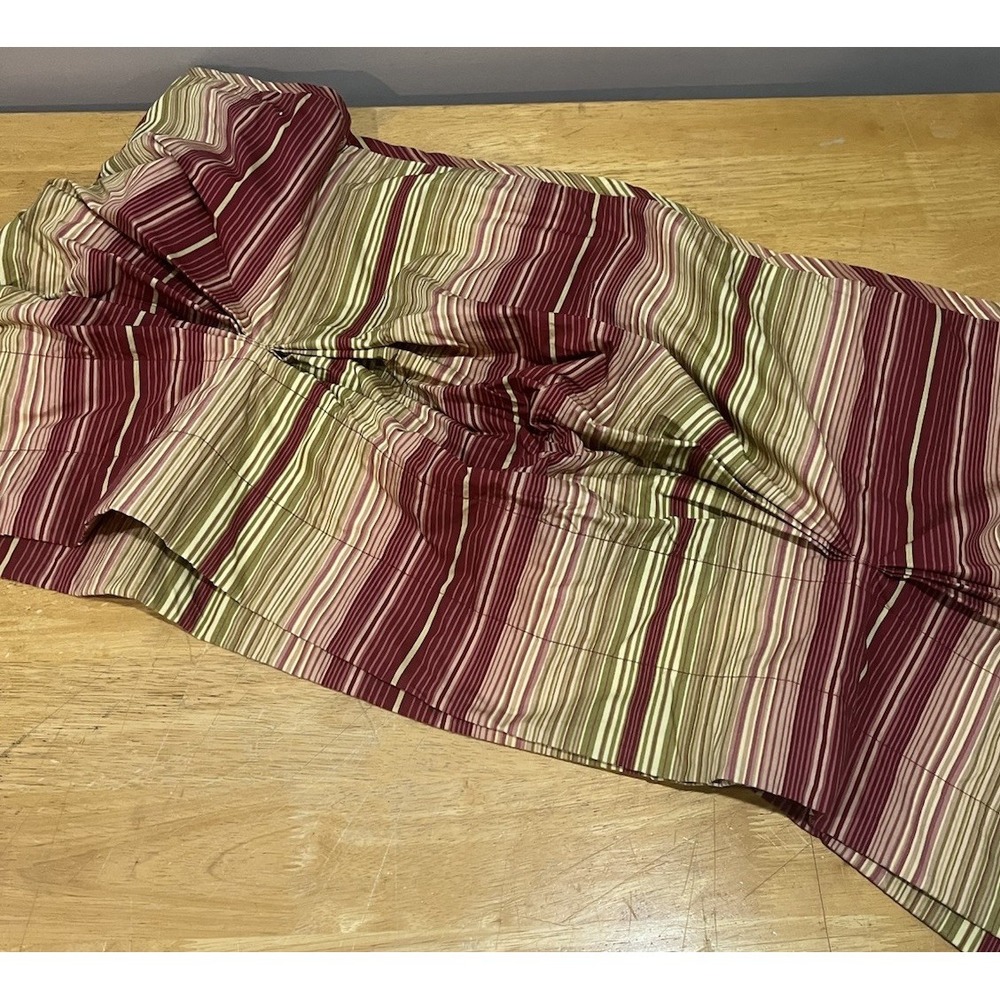 Waverly Serene Striped Drop‎ Pleat Valances Pink Red Olive Gold 80x20"